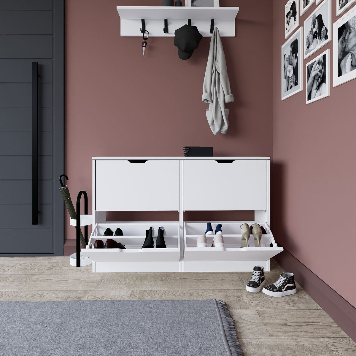 Παπουτσοθήκη Aigina Με Ράφια Ματ Λευκό 120.5x30x79.2 εκ. Μελαμίνης