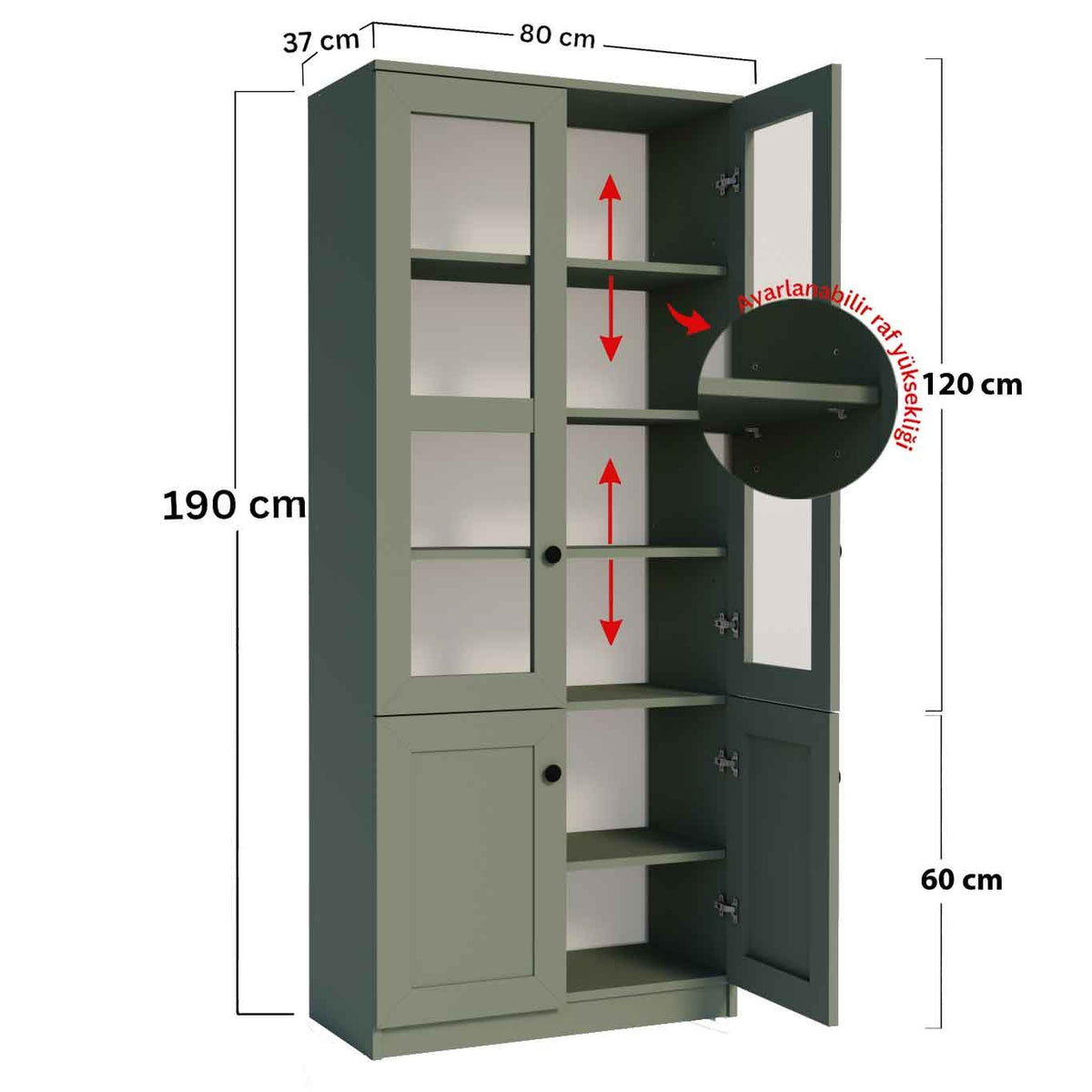 Στήλη Αποθήκευσης Kapi Πράσινο 80x37x190 εκ. Μελαμίνης