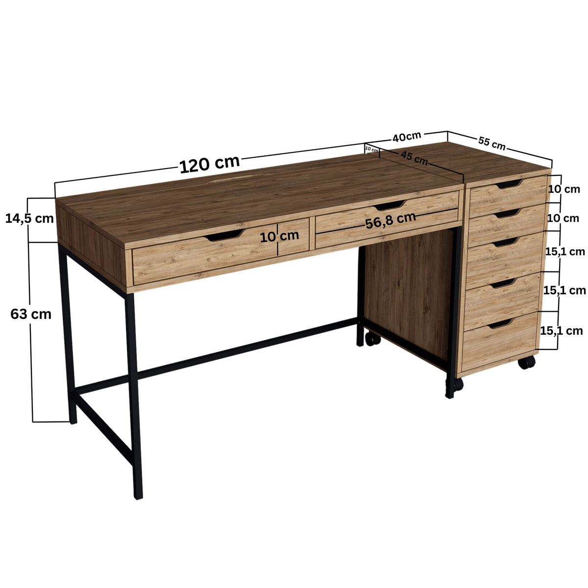 Γραφείο Makrinitsa Ατλαντικό Πεύκο 160x55x77.4 εκ. Μελαμίνης - Pakobazaar