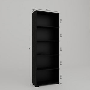 Βιβλιοθήκη Hydra Μαύρο 64x25x182 εκ. Μελαμίνης - Pakobazaar
