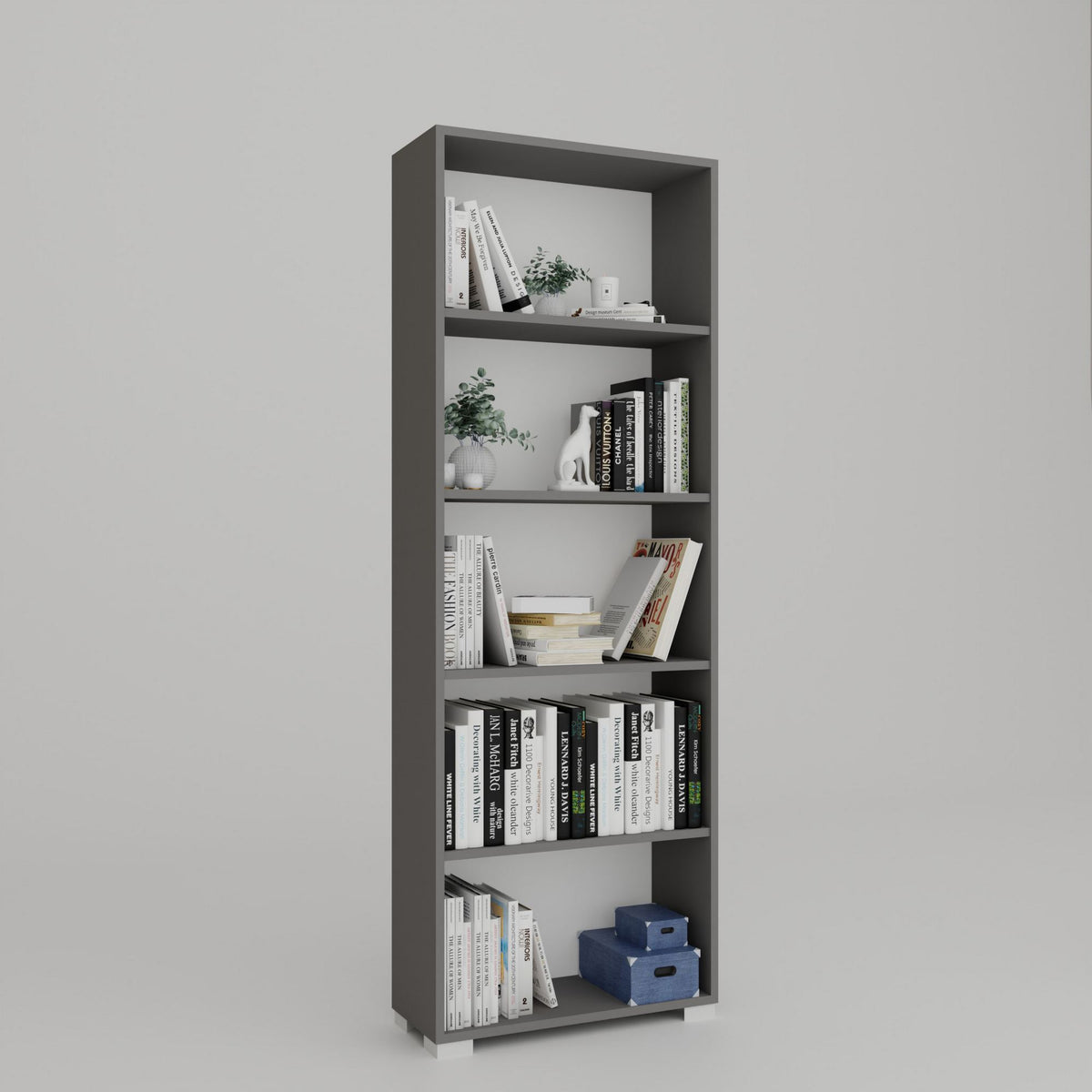 Βιβλιοθήκη Hydra Γκρι 64x25x182 εκ. Μελαμίνης