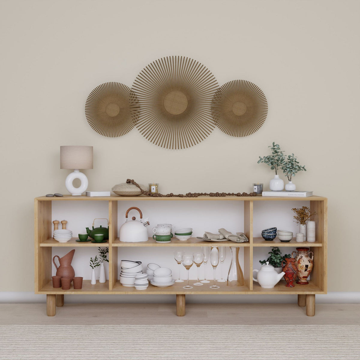 Κονσόλα Batsi Με Ράφια Καρυδί - Bohemian 180x40x75 εκ. Μελαμίνης