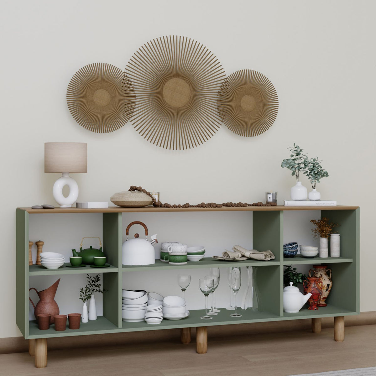 Κονσόλα Petaloudes Πράσινο 180x40x75 εκ. Μελαμίνης - Pakobazaar