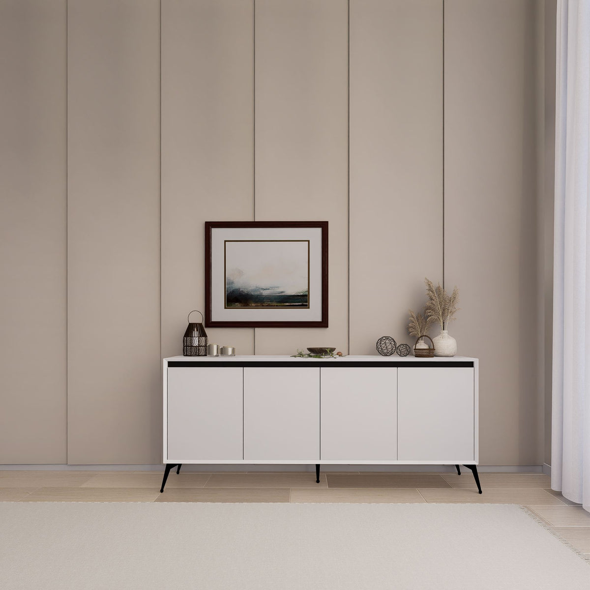 Κονσόλα Nippos Λευκό 180x37.3x80 εκ. Μελαμίνης