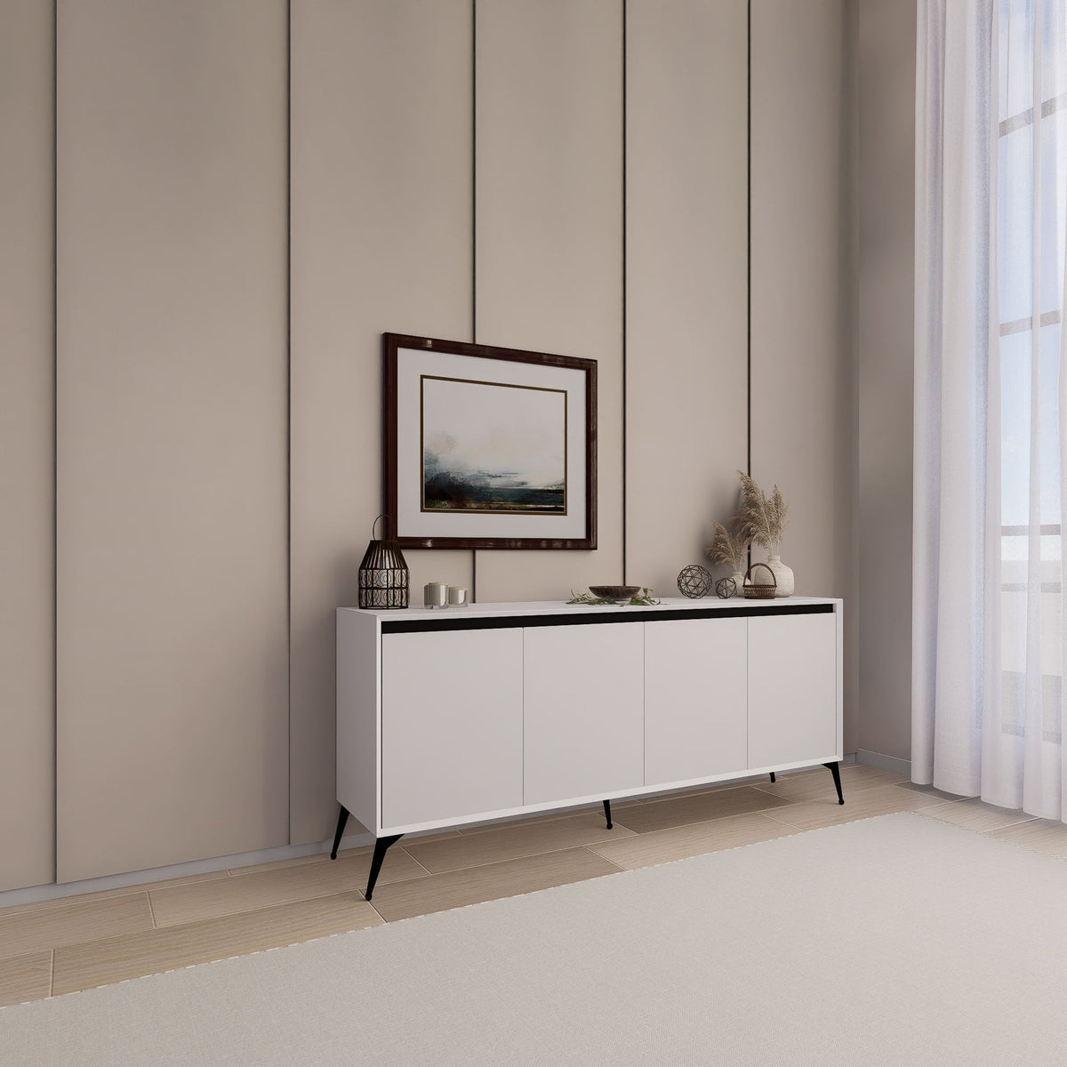Κονσόλα Nippos Λευκό 180x37.3x80 εκ. Μελαμίνης