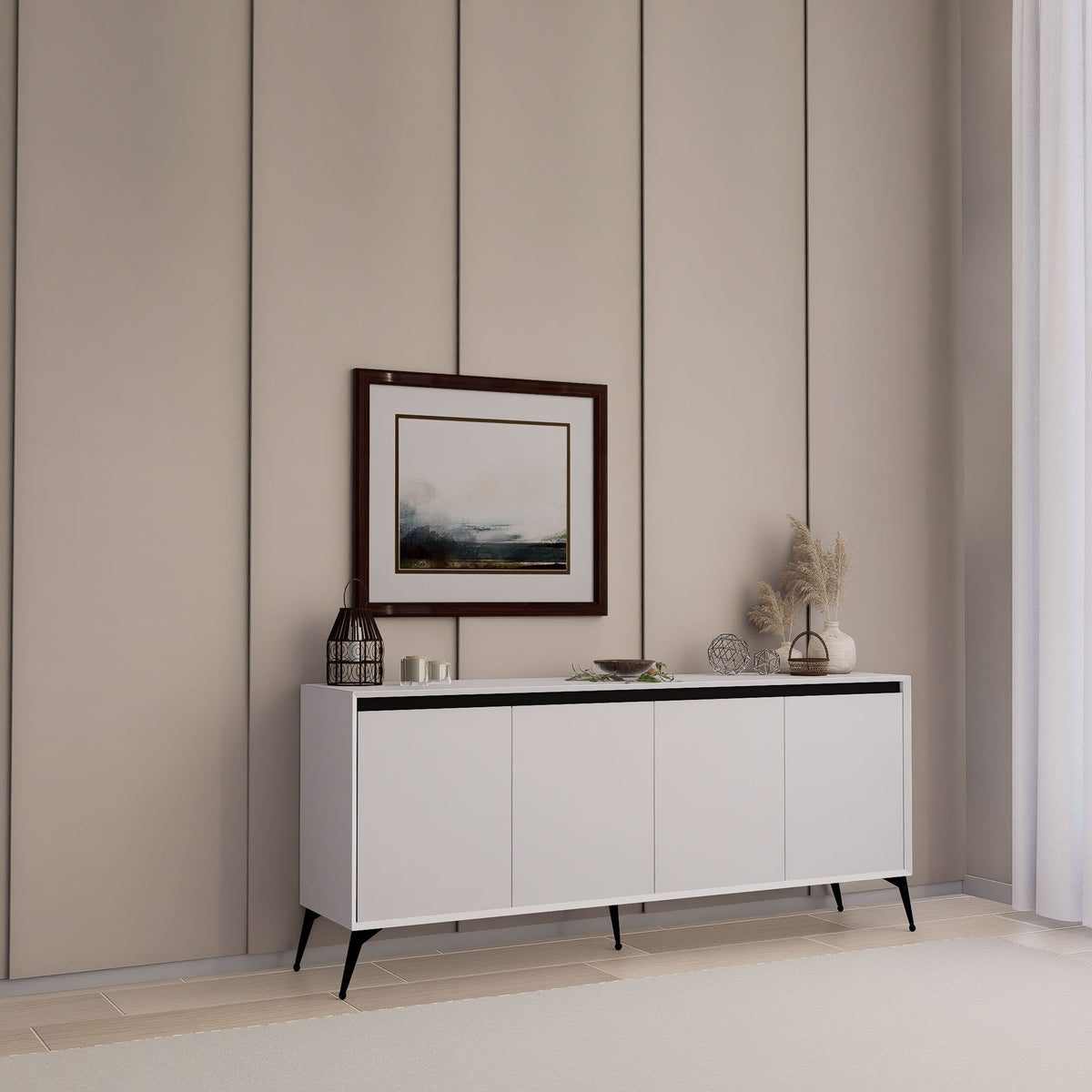 Κονσόλα Nippos Λευκό 180x37.3x80 εκ. Μελαμίνης