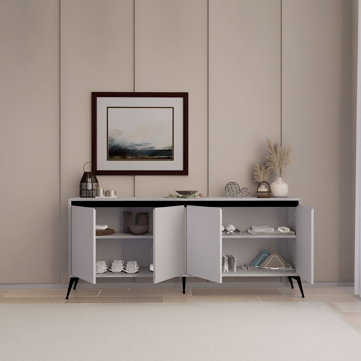 Κονσόλα Nippos Λευκό 180x37.3x80 εκ. Μελαμίνης