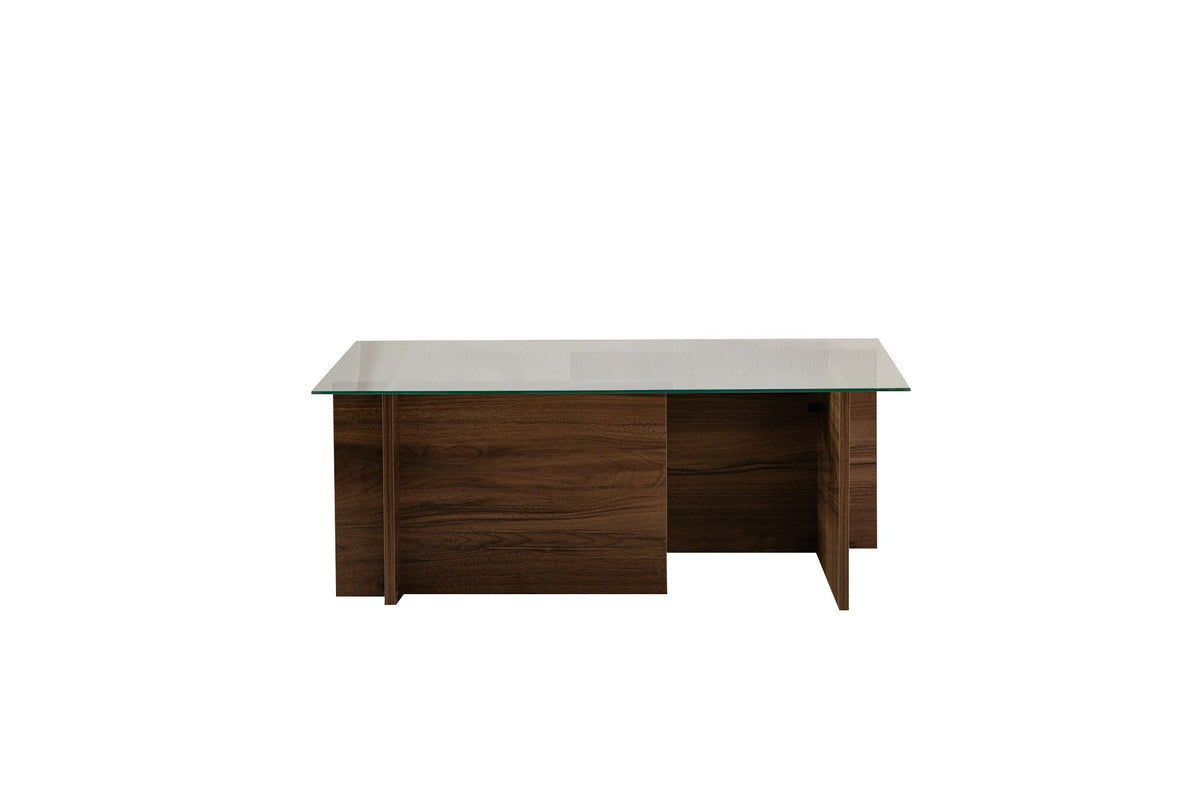 Τραπεζάκι Σαλονιού Avgonyma Γυάλινο Καρυδί Venezia 105x65x40 εκ. Μελαμίνης