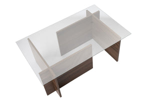 Τραπεζάκι Σαλονιού Avgonyma Γυάλινο Καρυδί Venezia 105x65x40 εκ. Μελαμίνης