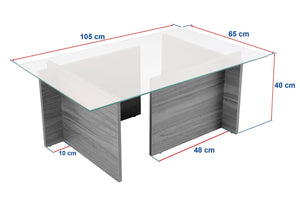 Τραπεζάκι Σαλονιού Avgonyma Γυάλινο Καρυδί Venezia 105x65x40 εκ. Μελαμίνης