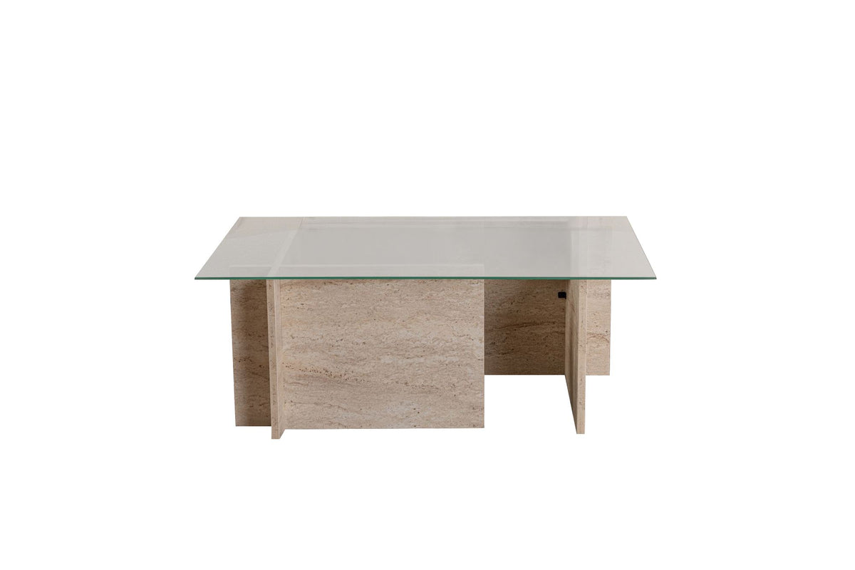 Τραπεζάκι Σαλονιού Avgonyma Γυάλινο Travertine 105x65x40 εκ. Μελαμίνης