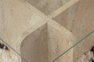 Τραπεζάκι Σαλονιού Loutraki Γυάλινο Travertine 105x65x30 εκ. Μελαμίνης