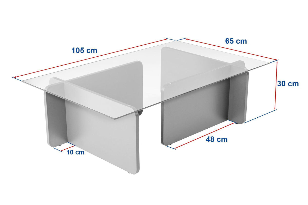 Τραπεζάκι Σαλονιού Loutraki Γυάλινο Travertine 105x65x30 εκ. Μελαμίνης