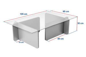 Τραπεζάκι Σαλονιού Loutraki Γυάλινο Travertine 105x65x30 εκ. Μελαμίνης