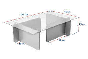 Τραπεζάκι Σαλονιού Loutraki Γυάλινο Καρυδί Venezia 105x65x30 εκ. Μελαμίνης