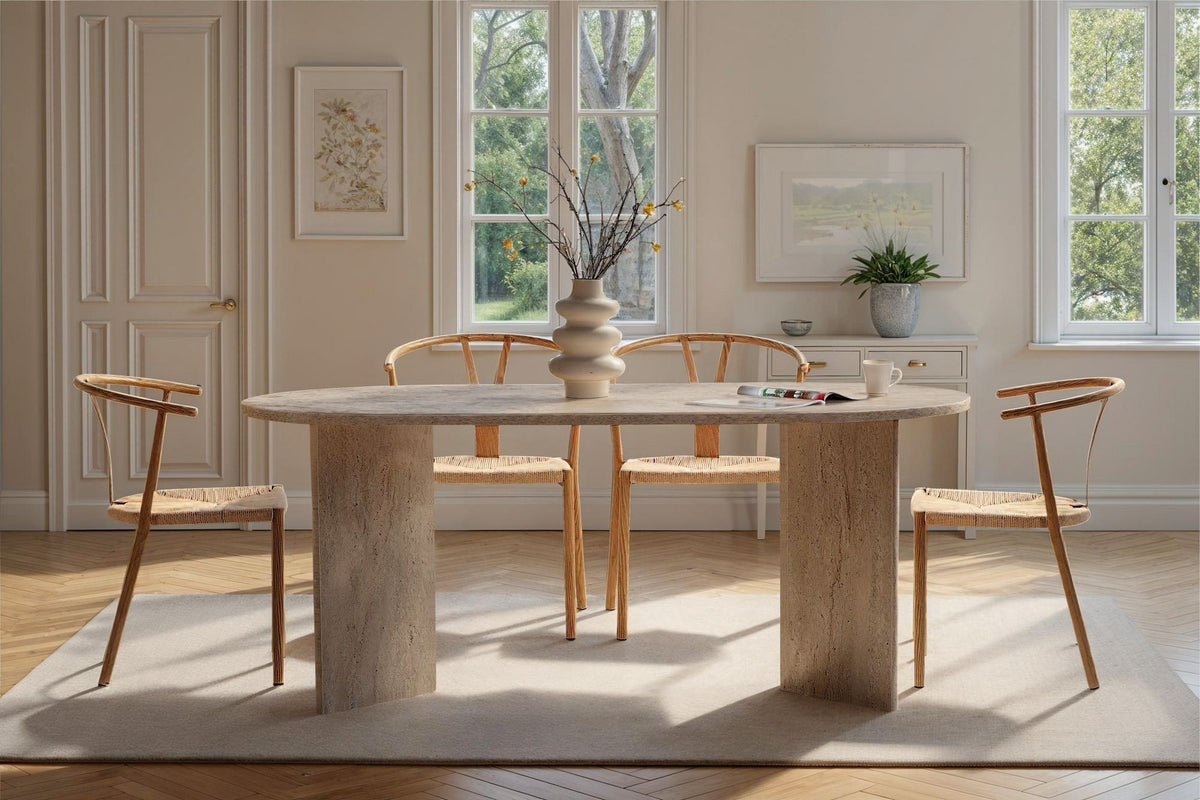 Τραπέζι Τραπεζαρίας Symi Travertine 180x90x75 εκ. Μελαμίνης