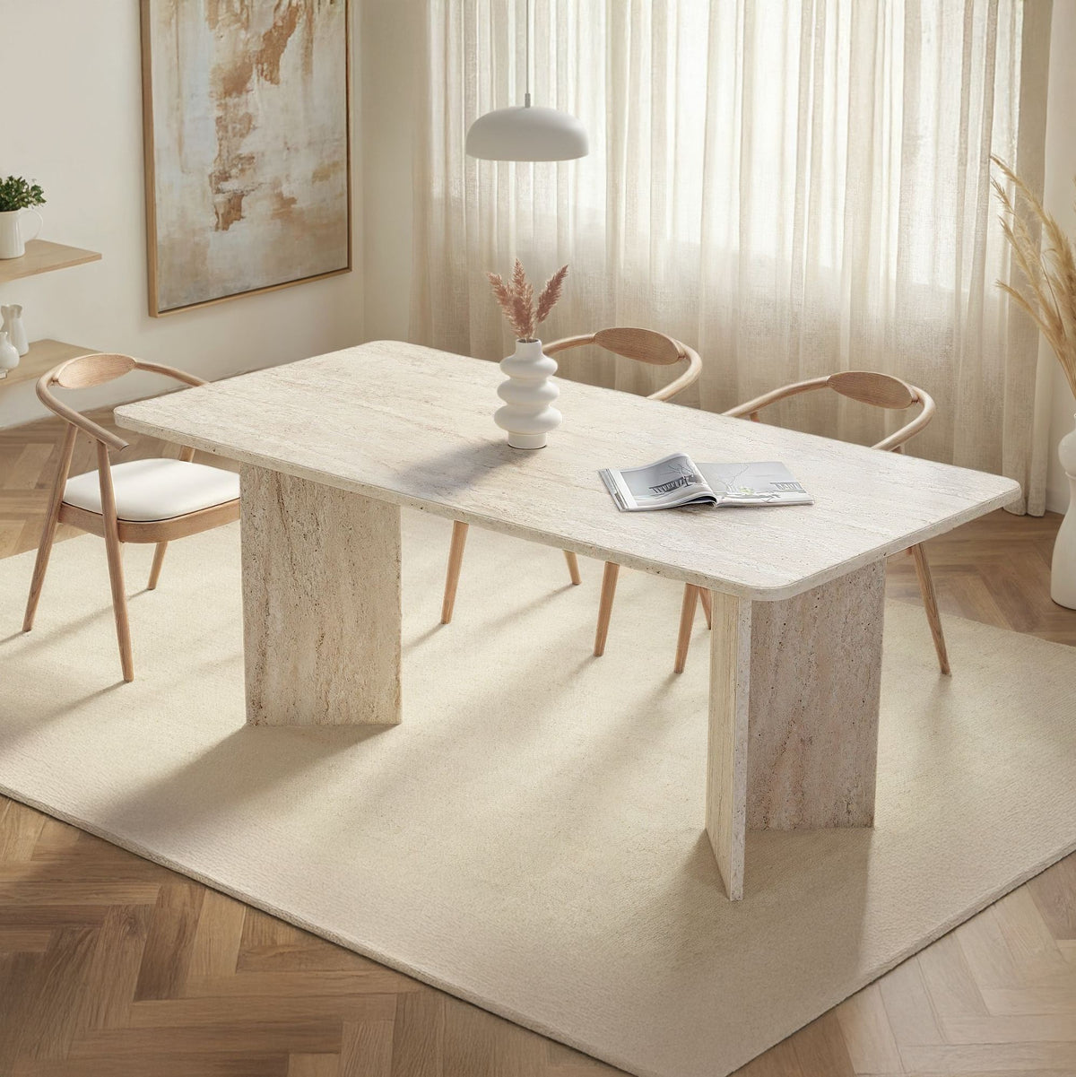 Τραπέζι Τραπεζαρίας Chalki Travertine 180x90x75 εκ. Μελαμίνης