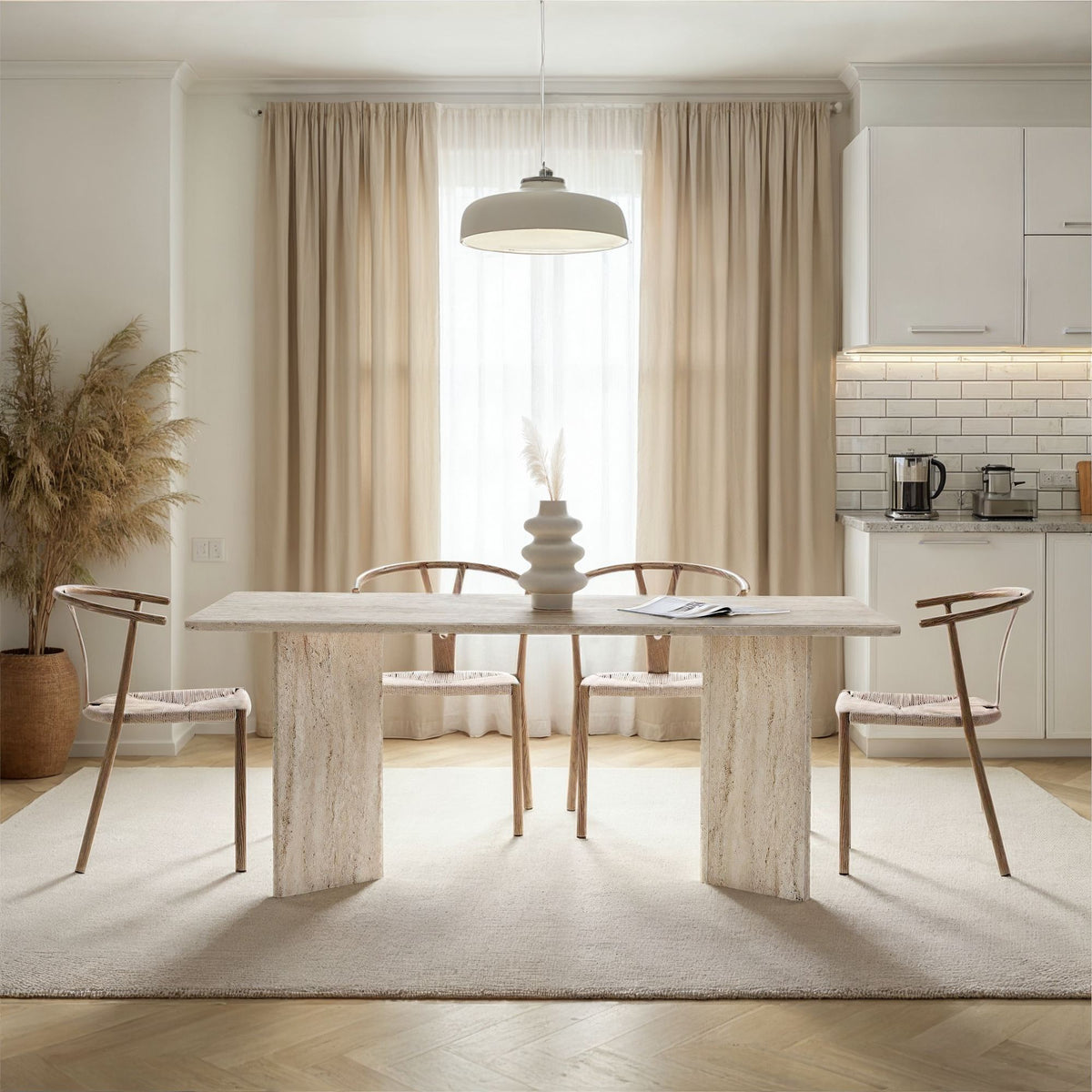 Τραπέζι Τραπεζαρίας Chalki Travertine 180x90x75 εκ. Μελαμίνης
