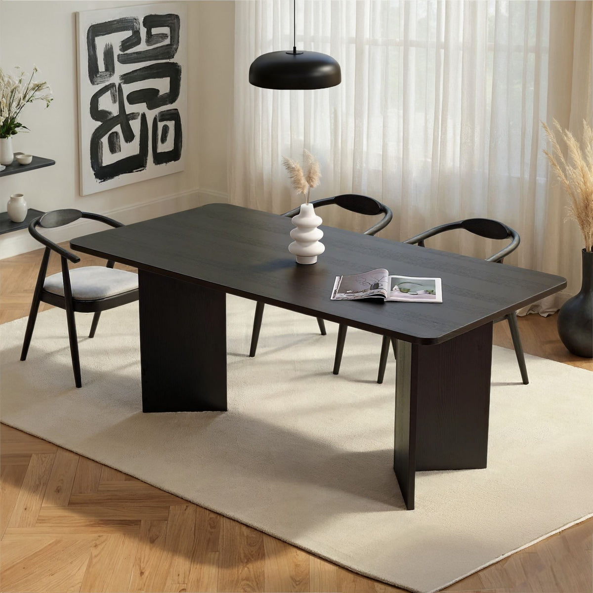 Τραπέζι Τραπεζαρίας Chalki Μαύρο Ξύλο 180x90x75 εκ. Μελαμίνης