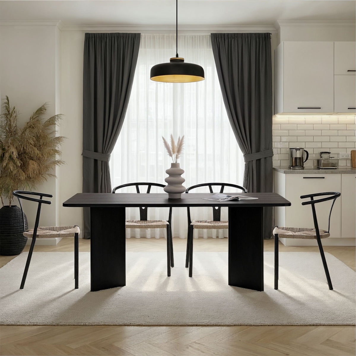 Τραπέζι Τραπεζαρίας Chalki Μαύρο Ξύλο 180x90x75 εκ. Μελαμίνης