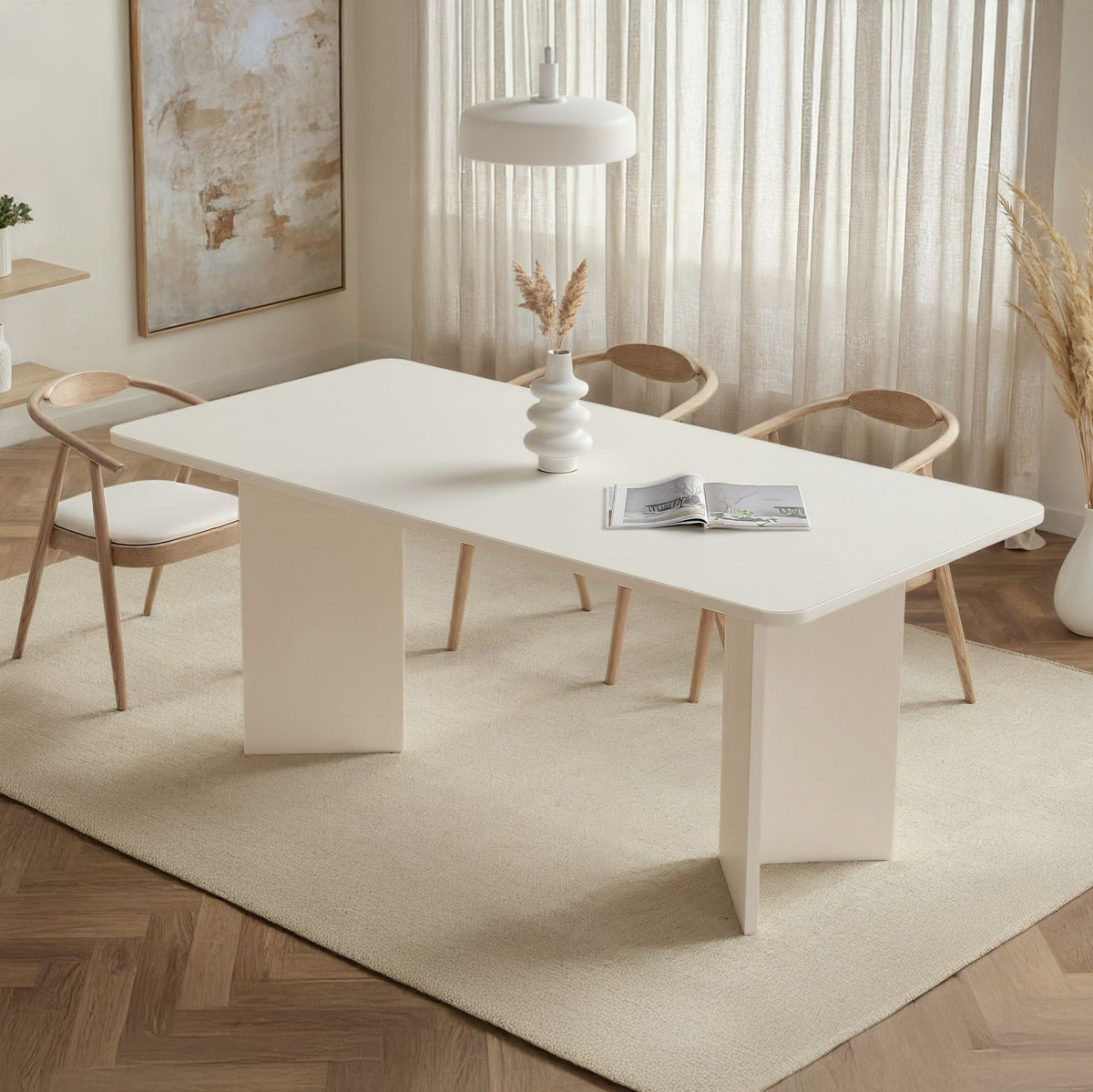 Τραπέζι Τραπεζαρίας Chalki Λευκό Ξύλο 180x90x75 εκ. Μελαμίνης