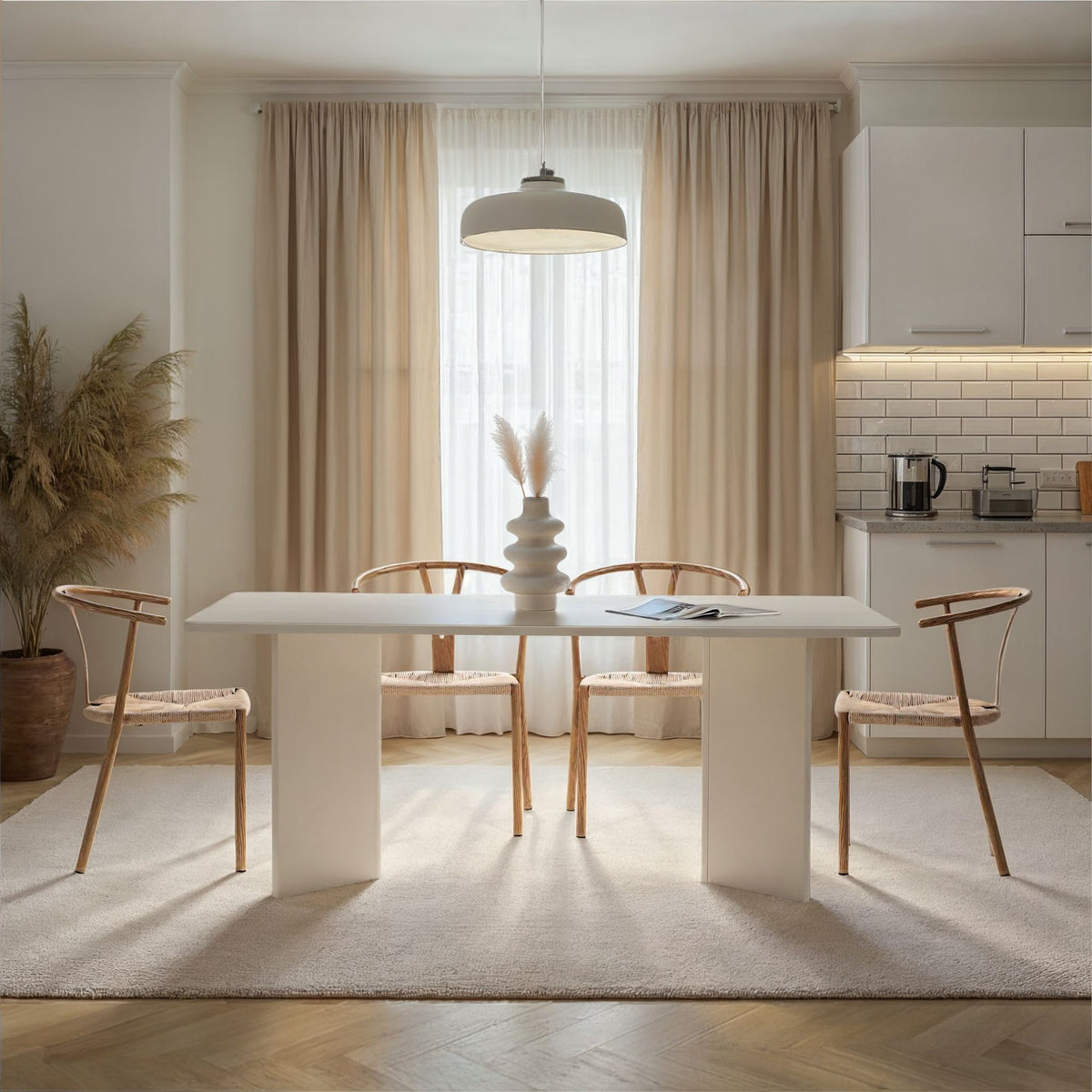 Τραπέζι Τραπεζαρίας Chalki Λευκό Ξύλο 180x90x75 εκ. Μελαμίνης