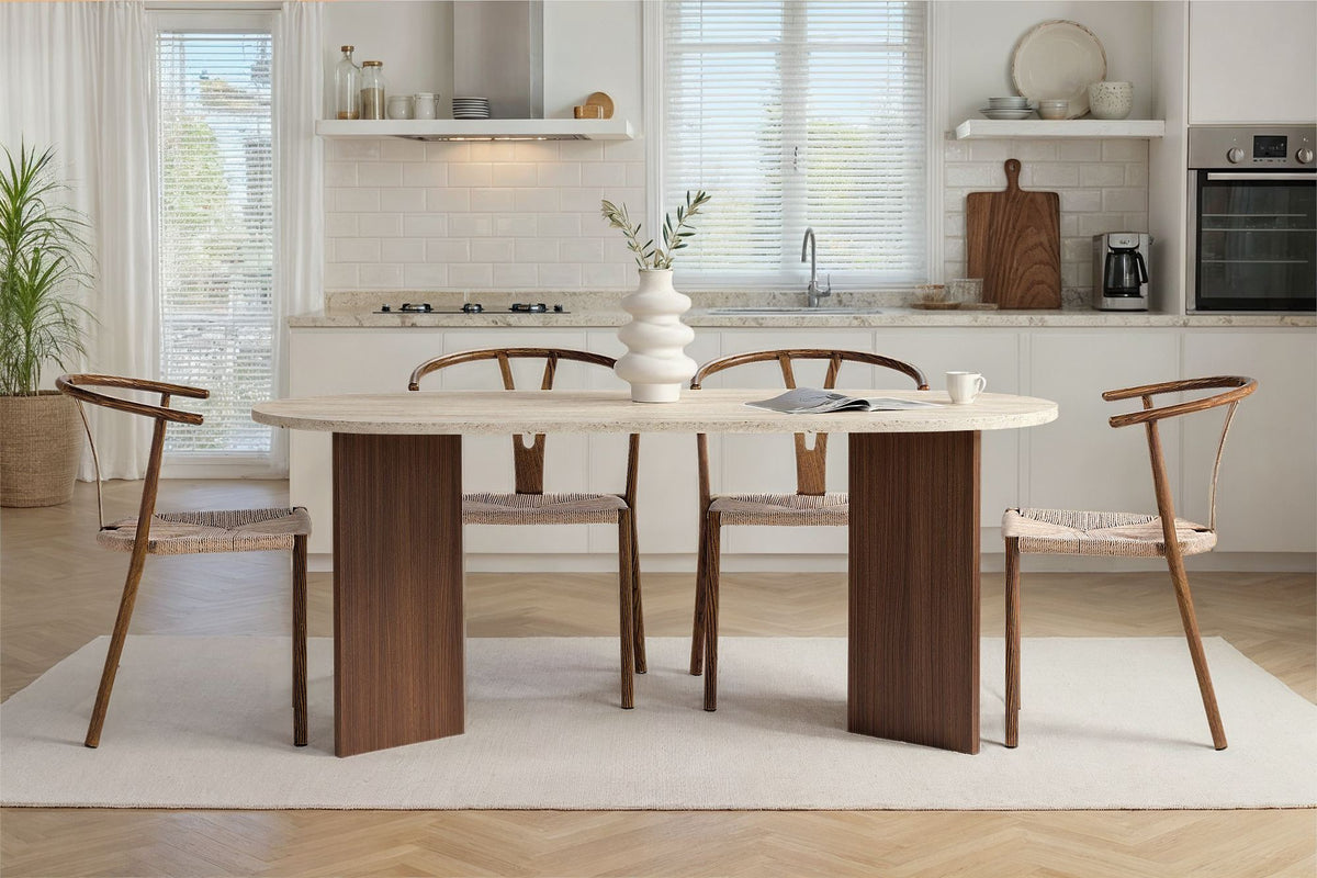 Τραπέζι Τραπεζαρίας Symi Travertine - Καρυδί Milano 180x90x75 εκ. Μελαμίνης