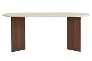 Τραπέζι Τραπεζαρίας Symi Travertine - Καρυδί Milano 180x90x75 εκ. Μελαμίνης
