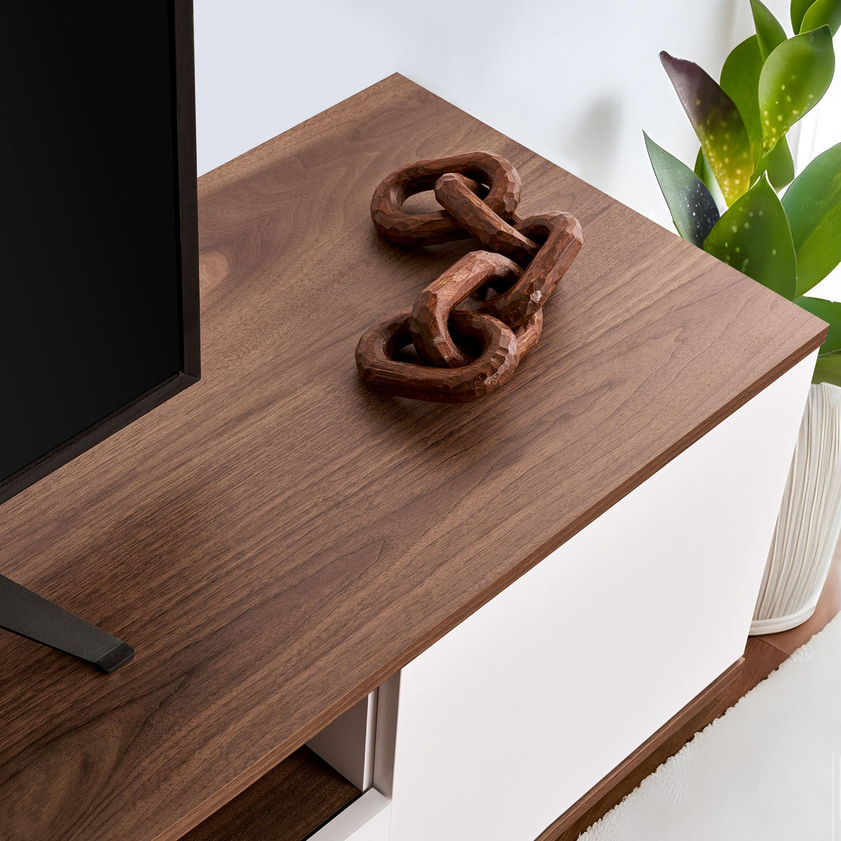 Έπιπλο Τηλεόρασης Mandrakia Λευκό - Καρυδί 180x44.5x44.6 εκ. Μελαμίνης