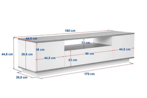 Έπιπλο Τηλεόρασης Mandrakia Λευκό - Καρυδί 180x44.5x44.6 εκ. Μελαμίνης