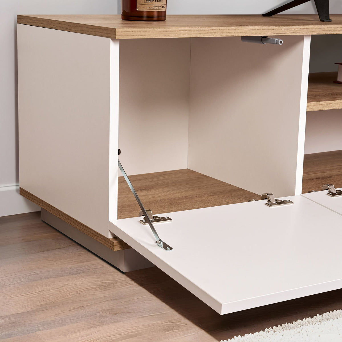 Έπιπλο Τηλεόρασης Mandrakia Λευκό - Δρυς Cadiz 180x44.5x44.6 εκ. Μελαμίνης - Pakobazaar