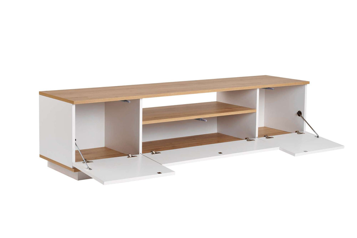 Έπιπλο Τηλεόρασης Mandrakia Λευκό - Δρυς Cadiz 180x44.5x44.6 εκ. Μελαμίνης - Pakobazaar
