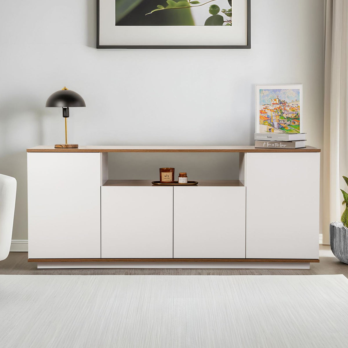 Κονσόλα Pefkos Λευκό - Καρυδί 180x44.5x75 εκ. Μελαμίνης