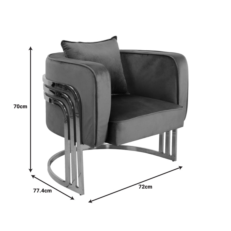 Πολυθρόνα Roblu  χρυσό μέταλλο και βελούδο σε μπλε απόχρωση 72x77.4x70εκ