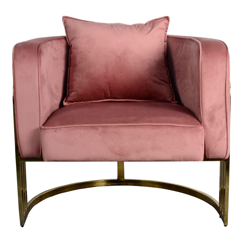Πολυθρόνα Roblu  χρυσό μέταλλο και βελούδο σε απόχρωση σάπιο μήλο 72x77.4x70εκ - Image 5