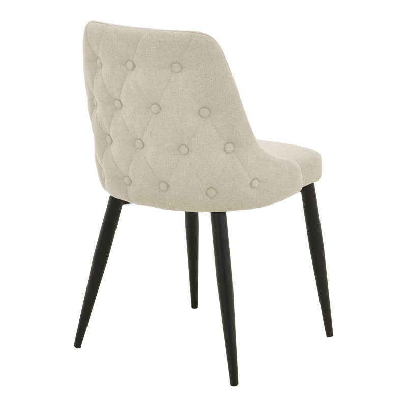 Καρέκλα Zedna  μπεζ ύφασμα με μαύρα μεταλλικά πόδια 51x58x84εκ - Pakobazaar