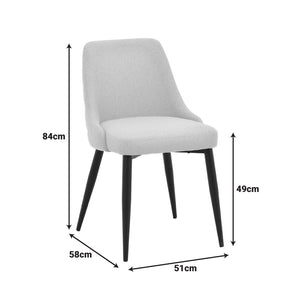 Καρέκλα Zedna  μπεζ ύφασμα με μαύρα μεταλλικά πόδια 51x58x84εκ - Pakobazaar