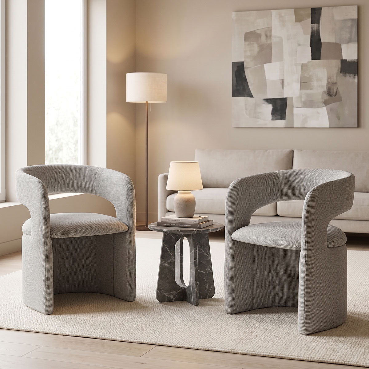 Πολυθρόνα Cocon  ύφασμα γκρι μπεζ 58x58x80εκ - Pakobazaar