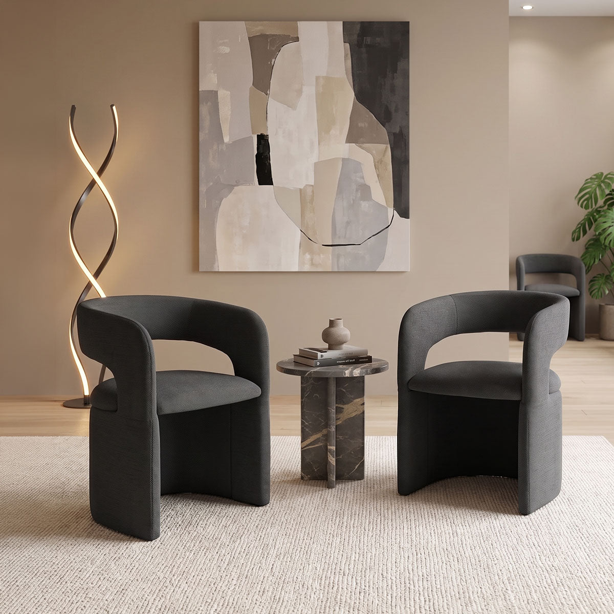 Πολυθρόνα Cocon  ύφασμα ανθρακί 58x58x80εκ - Pakobazaar