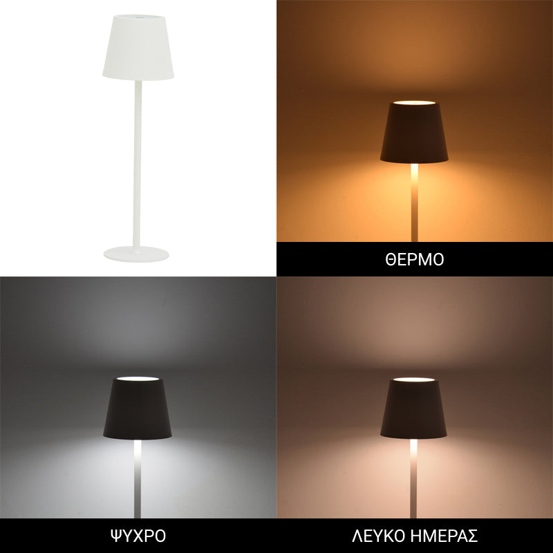 Επιτραπέζιο φωτιστικό αφής LED Brave Ι  επαναφορτιζόμενο σε λευκή απόχρωση Φ11.5x37εκ - Image 2