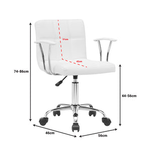 Καρέκλα γραφείου Buleco  pu σε λευκή απόχρωση 56x46x74-86εκ - Image 8