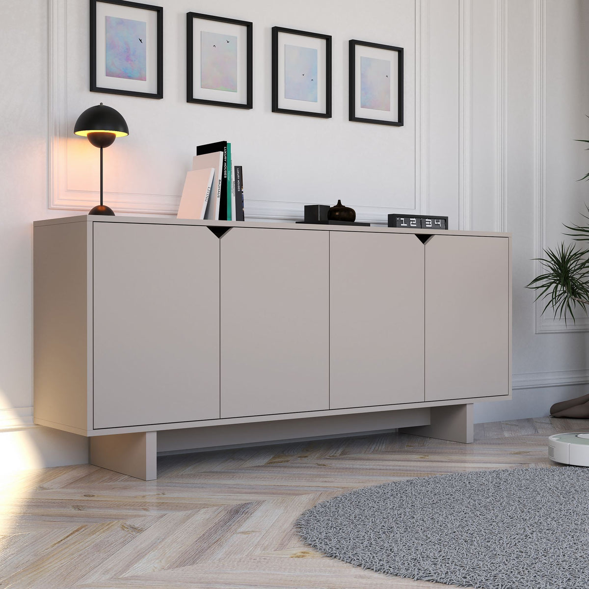 Κονσόλα Meskla Με Ράφια Μπεζ 180x40x80.6 εκ. Μελαμίνης