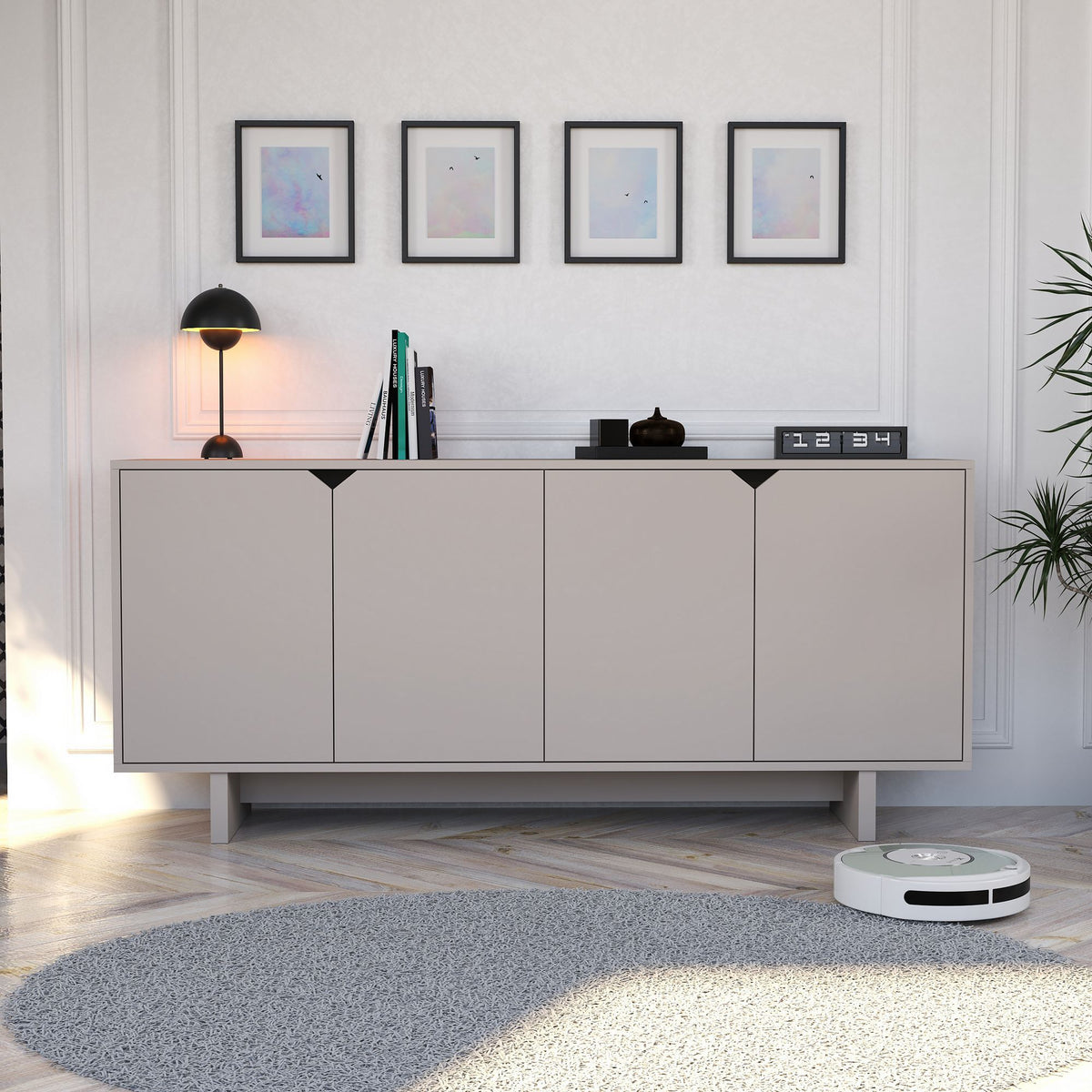 Κονσόλα Meskla Με Ράφια Μπεζ 180x40x80.6 εκ. Μελαμίνης