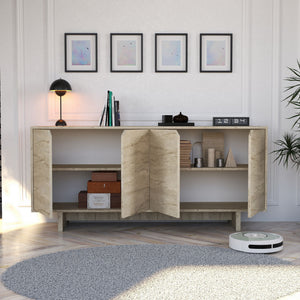 Κονσόλα Zourva Με Ράφια Travertine 180x40x80.6 εκ. Μελαμίνης