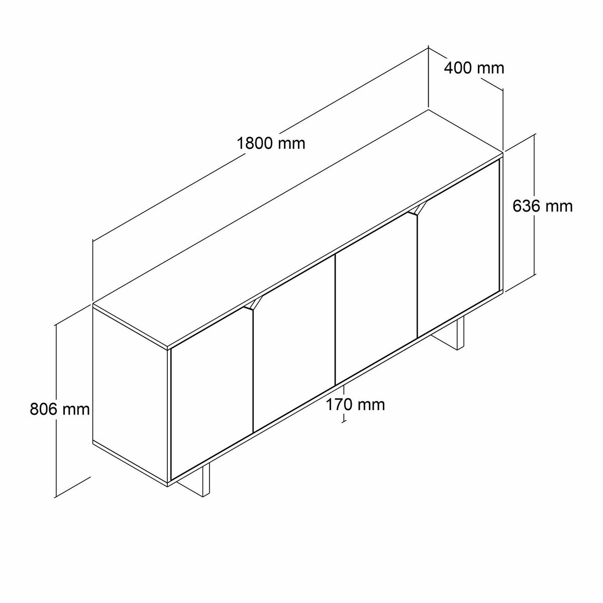 Κονσόλα Zourva Με Ράφια Travertine 180x40x80.6 εκ. Μελαμίνης