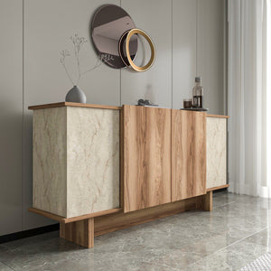 Κονσόλα Isternia Με Ράφια Travertine - Καρυδί 180x40x81 εκ. Μελαμίνης
