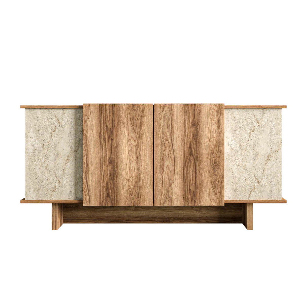 Κονσόλα Isternia Με Ράφια Travertine - Καρυδί 180x40x81 εκ. Μελαμίνης