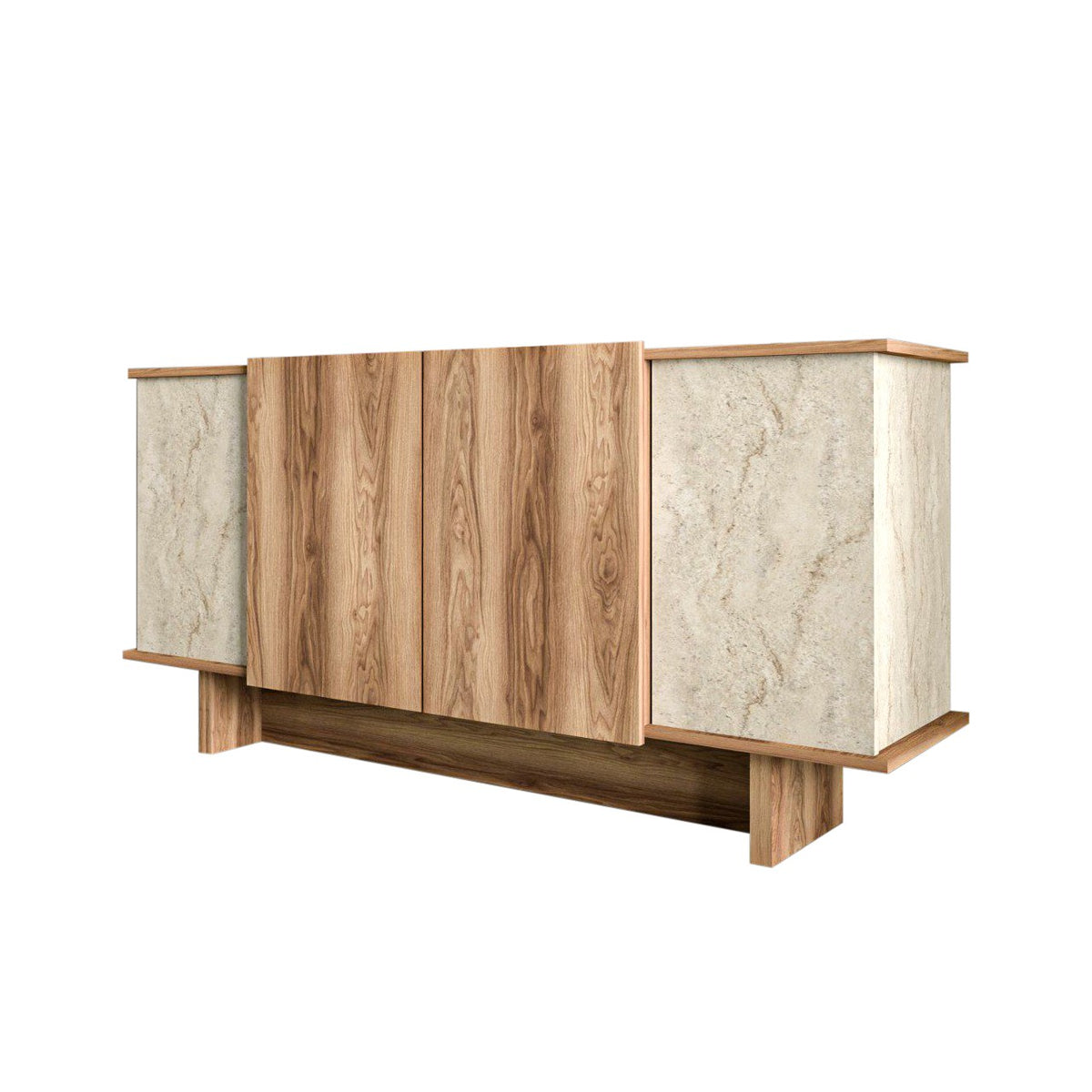 Κονσόλα Isternia Με Ράφια Travertine - Καρυδί 180x40x81 εκ. Μελαμίνης