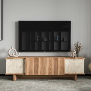 Έπιπλο Τηλεόρασης Isternia Με Ράφια Travertine - Καρυδί 180x33x50 εκ. Μελαμίνης