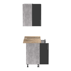 Σύνθεση κουζίνας Festa II  μελαμίνη σε ανθρακί και πάγκο σε sonoma απόχρωση 120x60x85εκ - Image 7